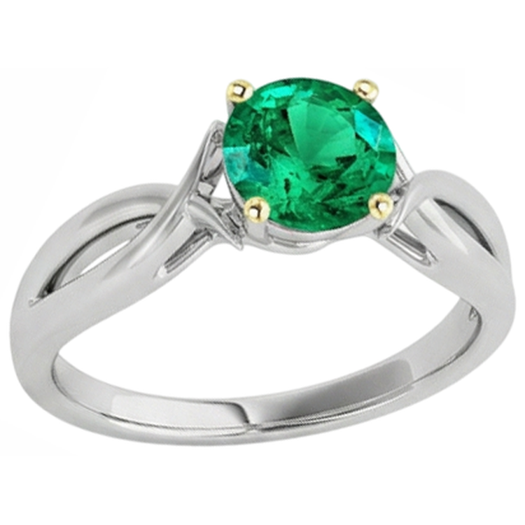 Émeraude Bague avec Gemme 2-carats Or Deux Tons 14 Carats – vue d'angle