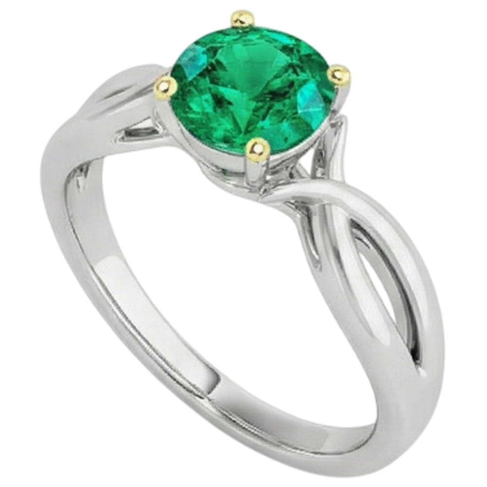 Émeraude Bague avec Gemme 2-carats Or Deux Tons 14 Carats – vue de profil