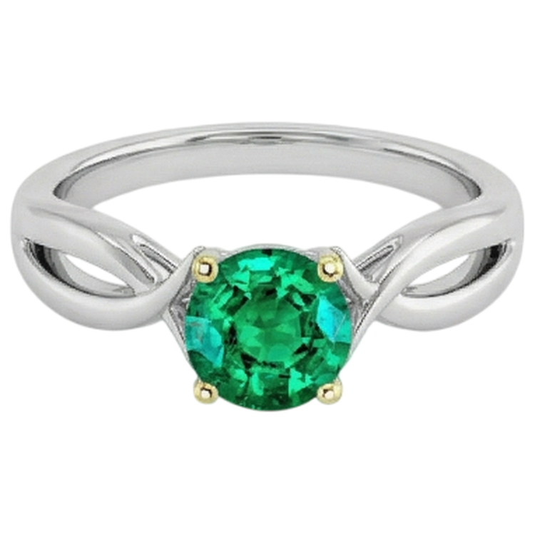 Émeraude Bague avec Gemme 2 carats Or Deux Tons 14 Carats – vue de côté