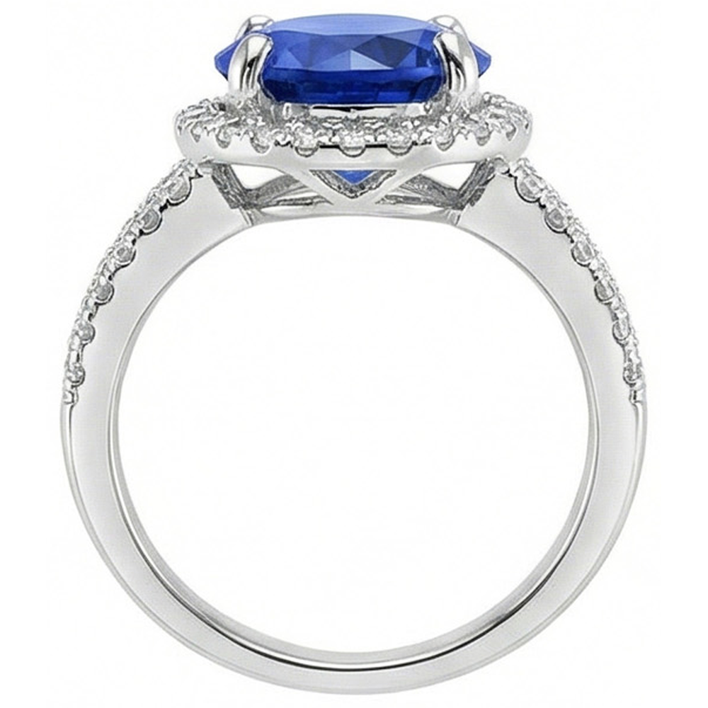 naturel round diamant 4.15carats bague vue de profil
