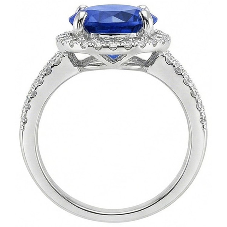 naturel round diamant 4.15carats bague vue de profil