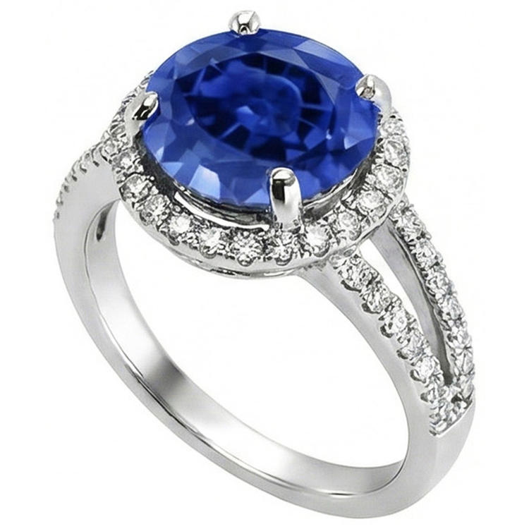 naturel round diamant 4.15carats bague angle de côté