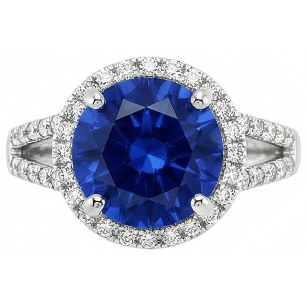 naturel round diamant 4.15carats bague vue de face