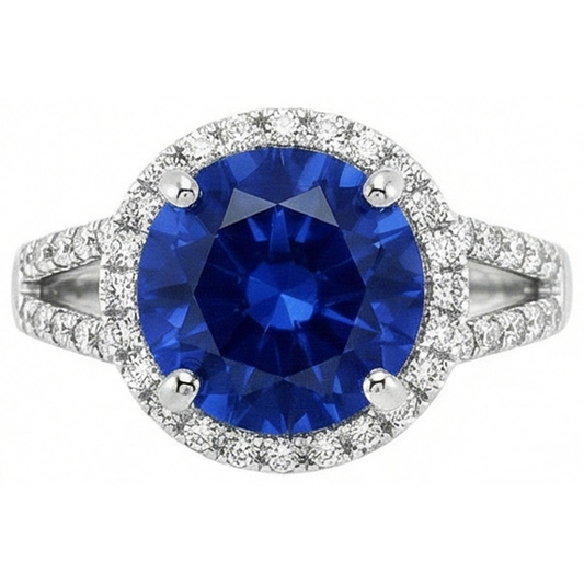 naturel round diamant 4.15carats bague vue de face