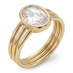 Taille Rose Bague Mono-Pierre – Brillant 3 carats Or Jaune 14