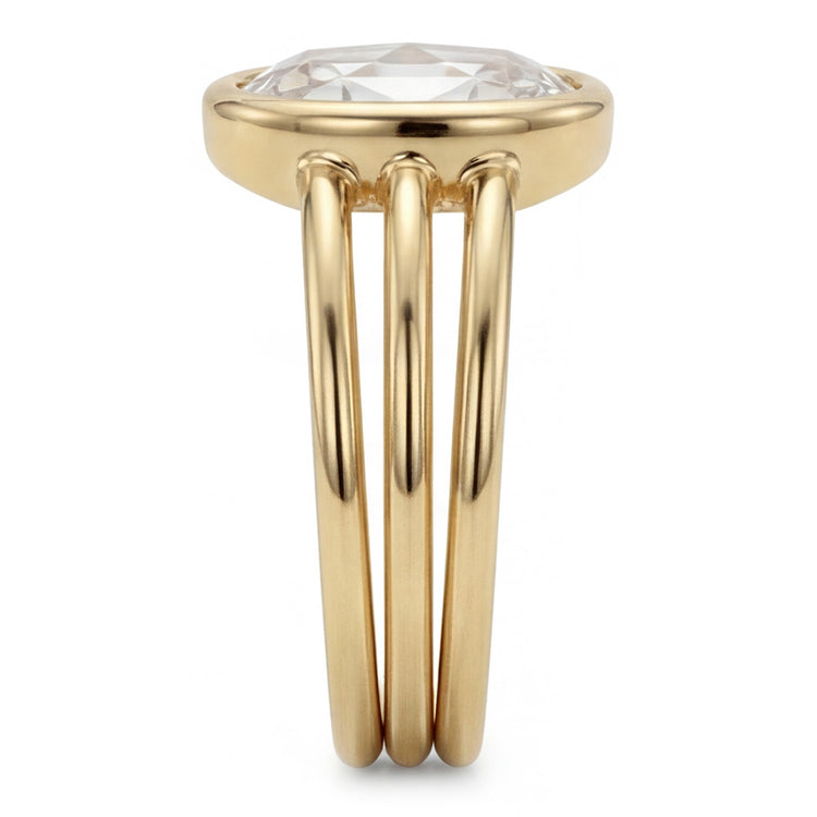 Taille Rose Bague Mono-Pierre – Brillant 3 carats Or Jaune 14