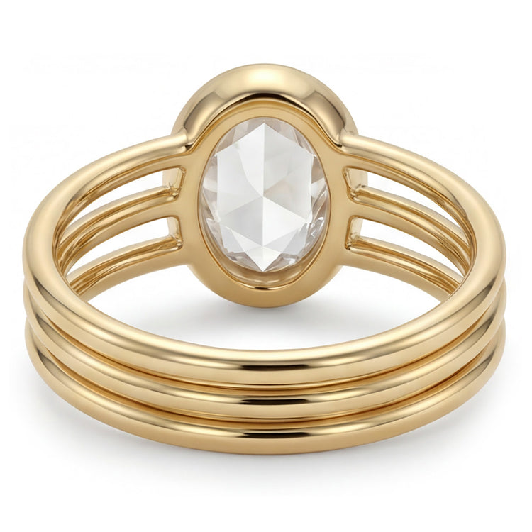 Taille Rose Bague Mono-Pierre – Brillant 3 carats Or Jaune 14