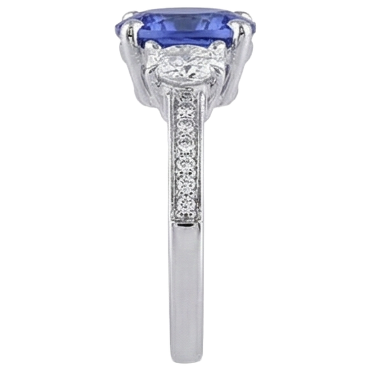 naturel oval tanzanite 4.50carats bague vue de profil