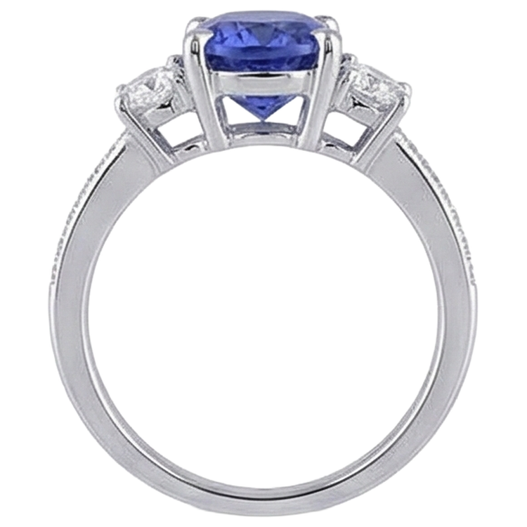naturel oval tanzanite 4.50carats bague sur blanc