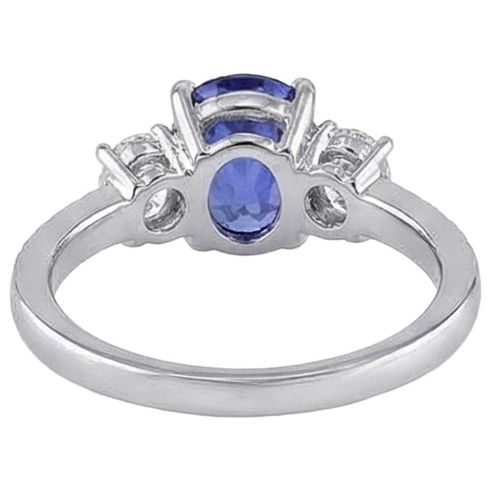 naturel oval tanzanite 4.50carats bague avec accents diamants