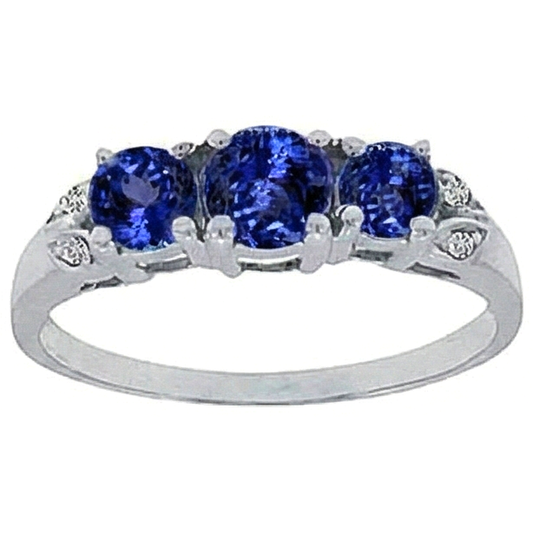 Tanzanite AAA Diamant Naturels Extraits des Mines ( et non cultivés en laboratoire ) Rond 2.75 Carat Bague Pierres Précieuses Bijoux