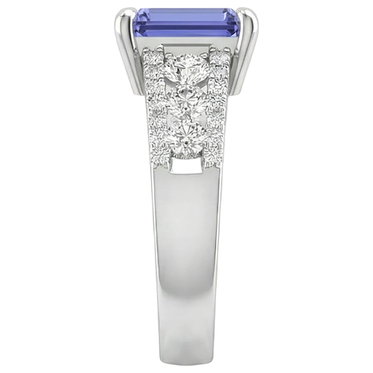 Tanzanite Avec Diamants Naturels Extraits des Mines ( et non cultivés en laboratoire ) 15.50 Carats Alliance Or Blanc 14K Nouveau