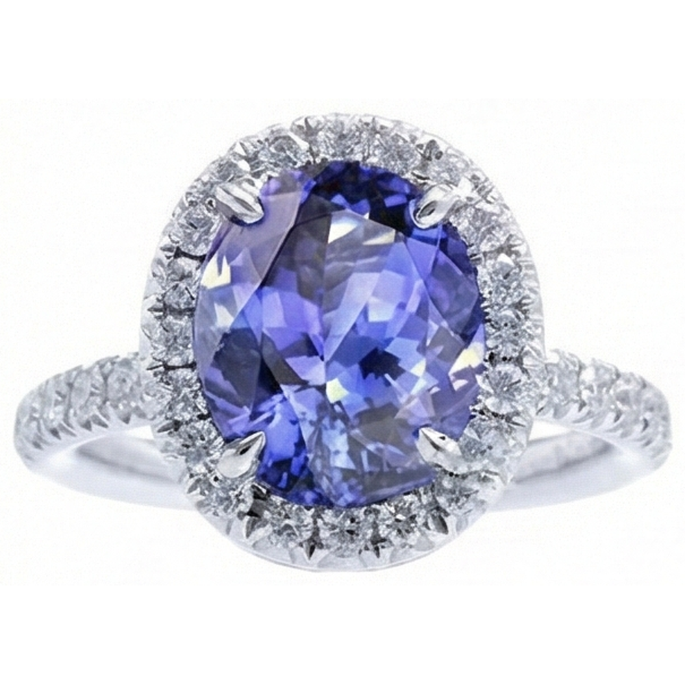 naturel oval tanzanite 7.75carats bague angle de côté