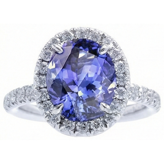 naturel oval tanzanite 7.75carats bague angle de côté