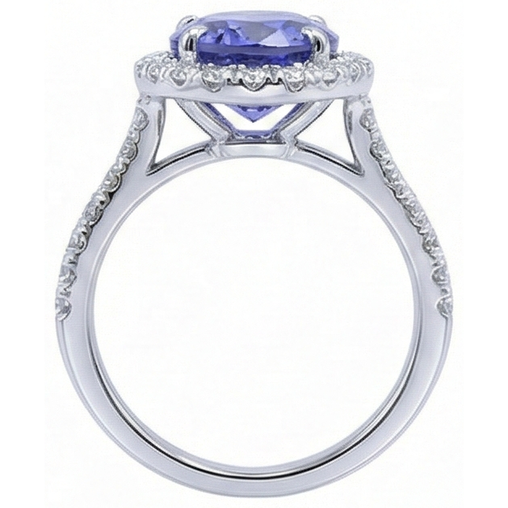 naturel oval tanzanite 7.75carats bague sur blanc