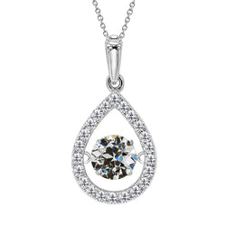 Coussin Antique Brillant Pendentif en Or Blanc 14 Carats – 1,50