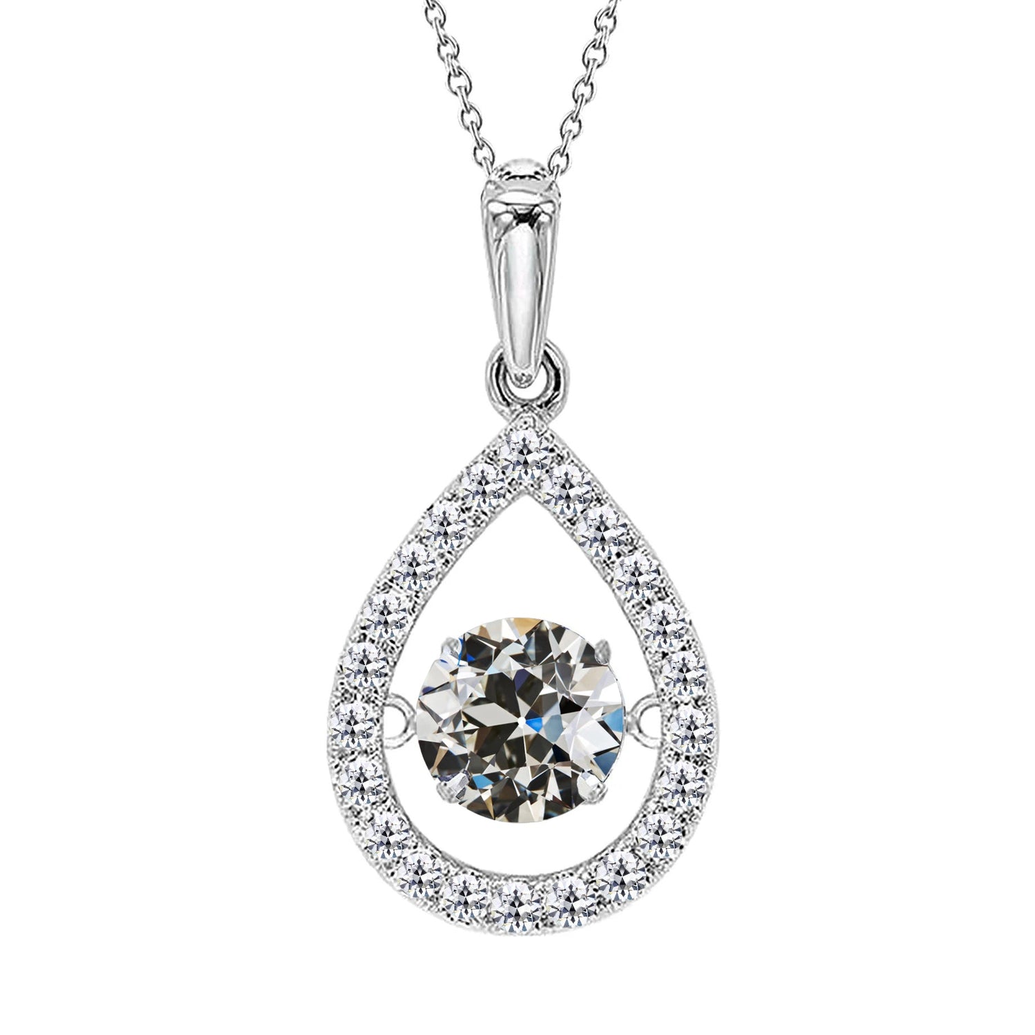 Brillant Pendentif 1,50 carats Or Blanc 14 Carats – vue principale