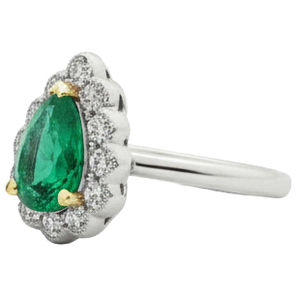 Fait à la main Émeraude Fine Bague Pierre Précieuse 1 carats – vue de côté