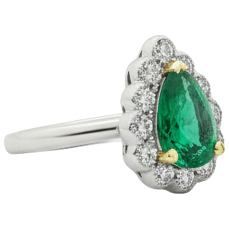 Fait à la main Émeraude Fine Bague Pierre Précieuse 1 carats – vue d'angle