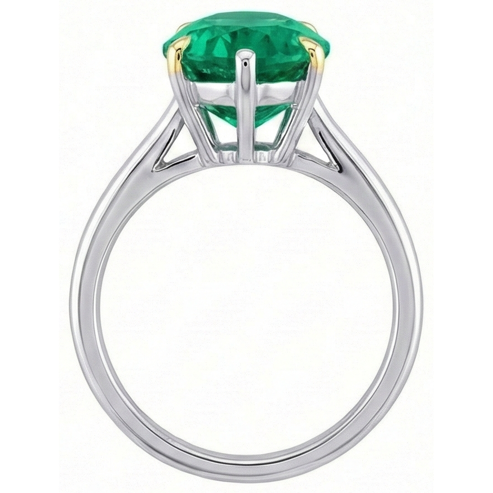 Premium Émeraude Fine Bague Pierre de Couleur 3 carats – vue de dessus