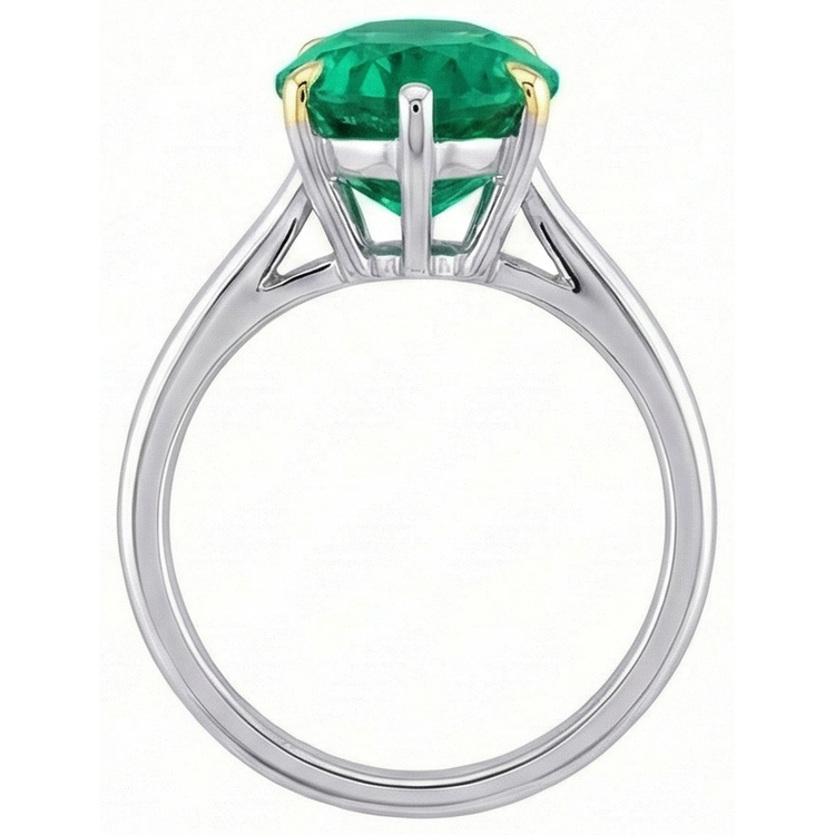 Premium Émeraude Fine Bague Pierre de Couleur 3 carats – vue de dessus