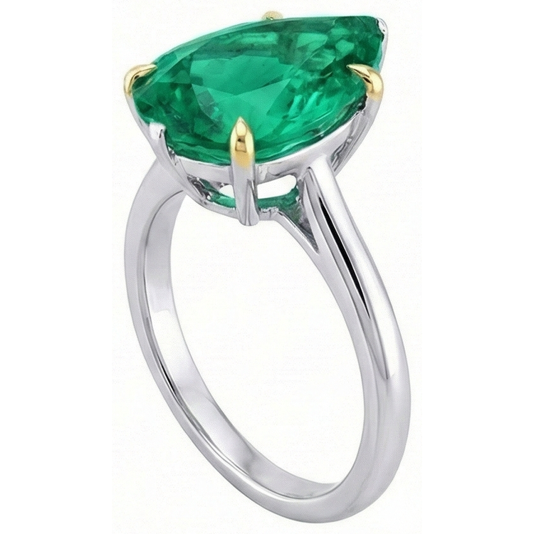 Émeraude Fine Bague Pierre de Couleur – vue d'angle