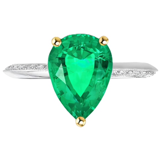 Émeraude Colombienne Bague avec Gemme – vue de face