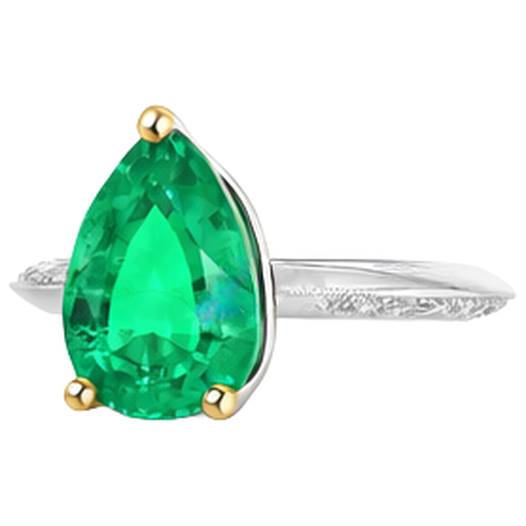 Émeraude Colombienne Bague avec Gemme 2 carats Or Deux Tons 14 Carats – vue d'angle