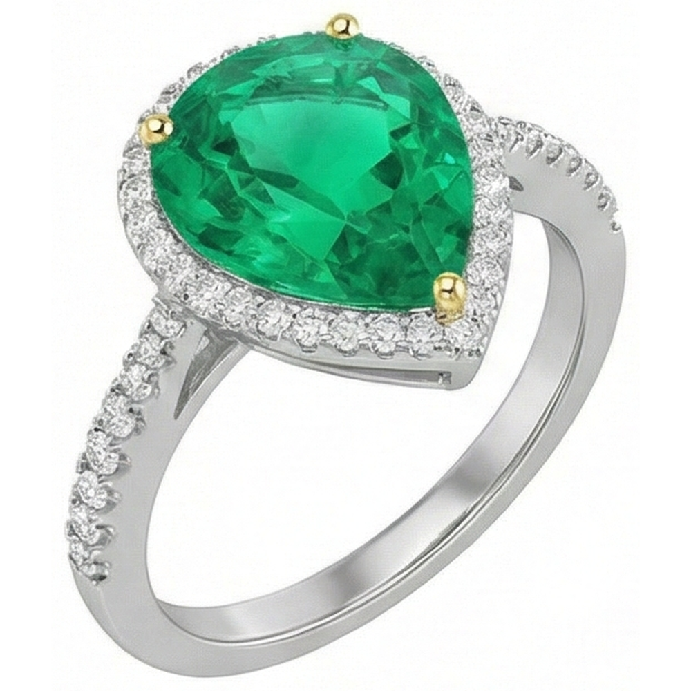 Émeraude Fine Bague Pierre Précieuse – vue de côté
