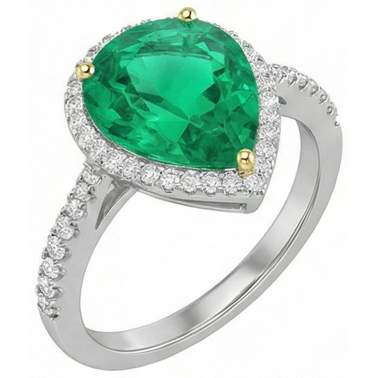 Émeraude Fine Bague Pierre Précieuse – vue de côté