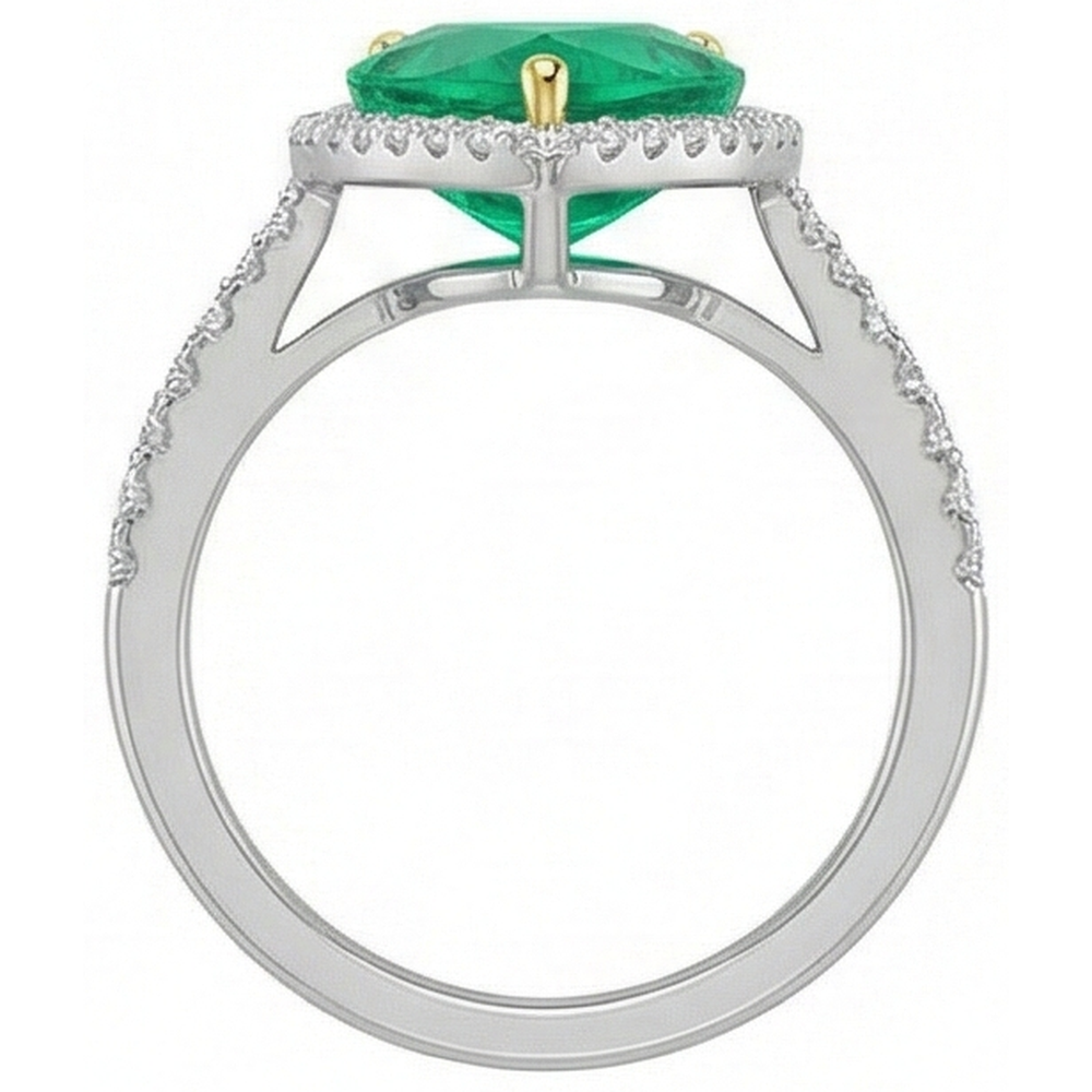 Taille Poire Émeraude Fine bague en Or 14K Bicolore – vue de dessus