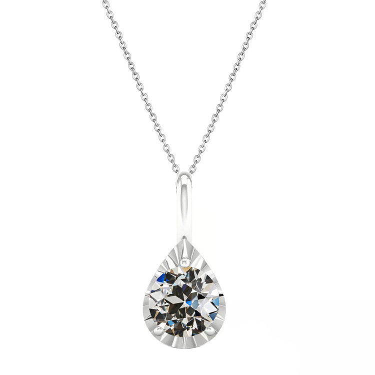 Diamant Fin Taille Old Mine Pendentif en Or Blanc 14 Carats – vue principale