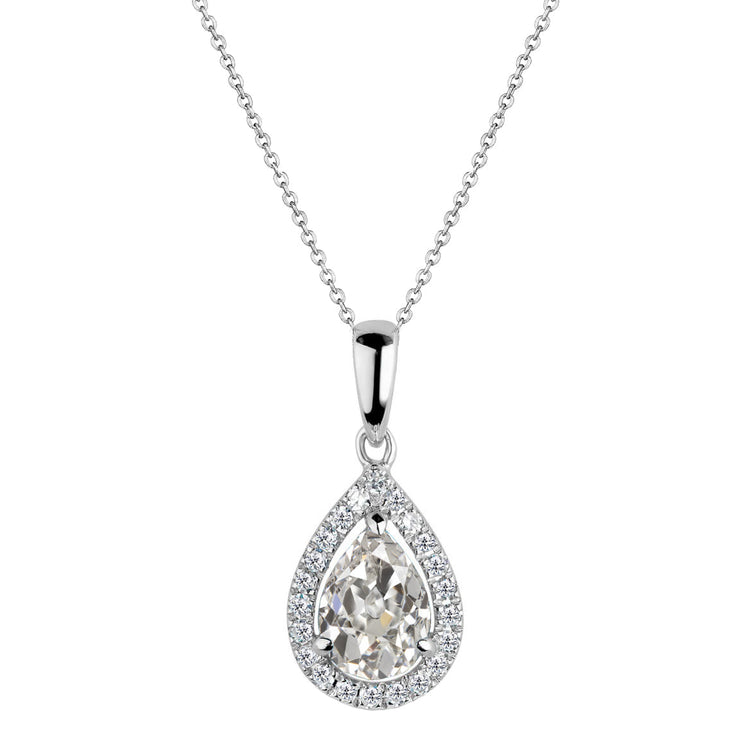 Diamant Fin Pendentif Goutte 1,50 carats Or Blanc 14 Carats – vue principale