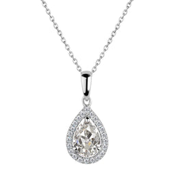 2,50 carats Diamant Pendentif Goutte en Or Blanc 14 Carats