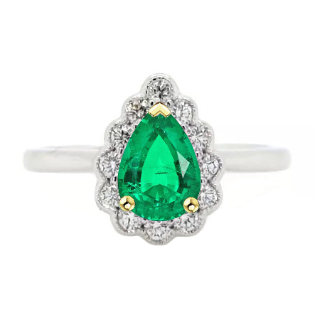 Fait à la main Émeraude Fine Bague Pierre Précieuse 1 carats – vue principale