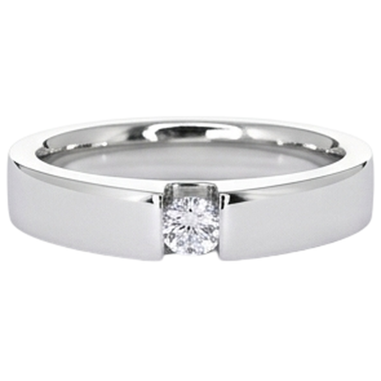 Tension Sertie Diamant Rond Promesse Bague Homme 0.50 Carats Bijoux