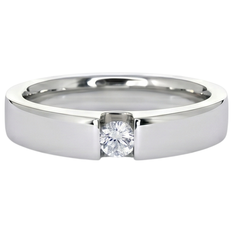 Tension Sertie Diamant Rond Promesse Bague Homme 0.50 Carats Bijoux