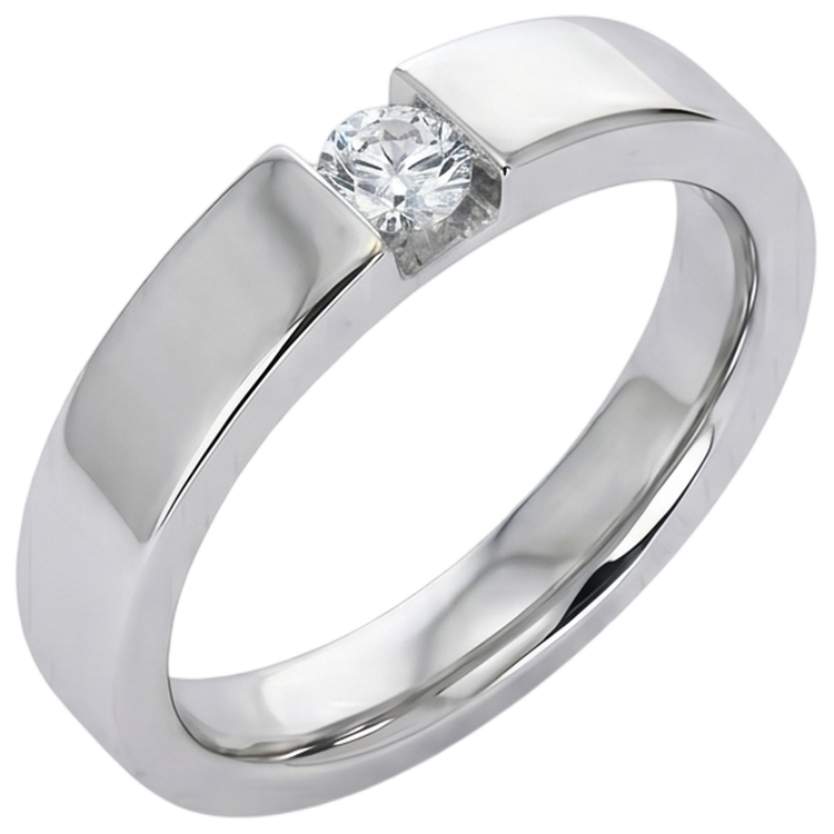 Tension Sertie Diamant Rond Promesse Bague Homme 0.50 Carats Bijoux