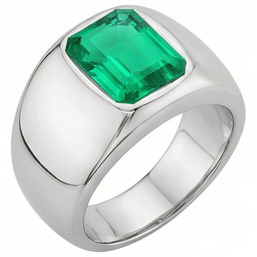 Sur mesure Émeraude Fine Bague Pierre de Couleur 2 carats – vue de face