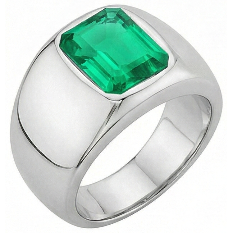 Sur mesure Émeraude Fine Bague Pierre de Couleur 2 carats – vue de face