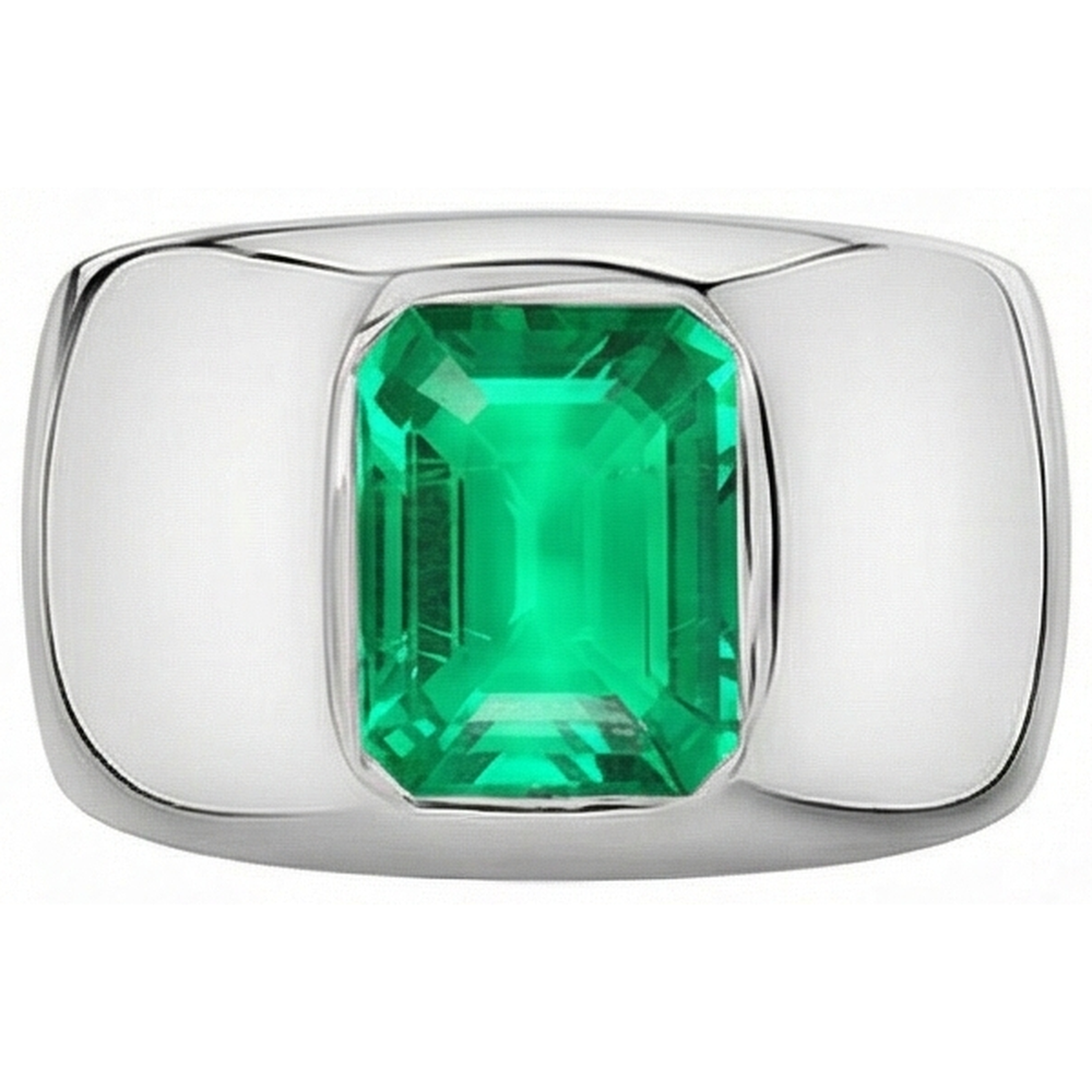 Émeraude Fine Bague Pierre de Couleur 2 carats Or Blanc 14 Carats – vue d'angle