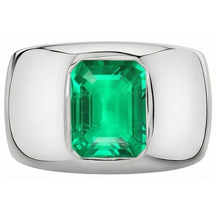 Émeraude Fine Bague Pierre de Couleur 2 carats Or Blanc 14 Carats – vue d'angle