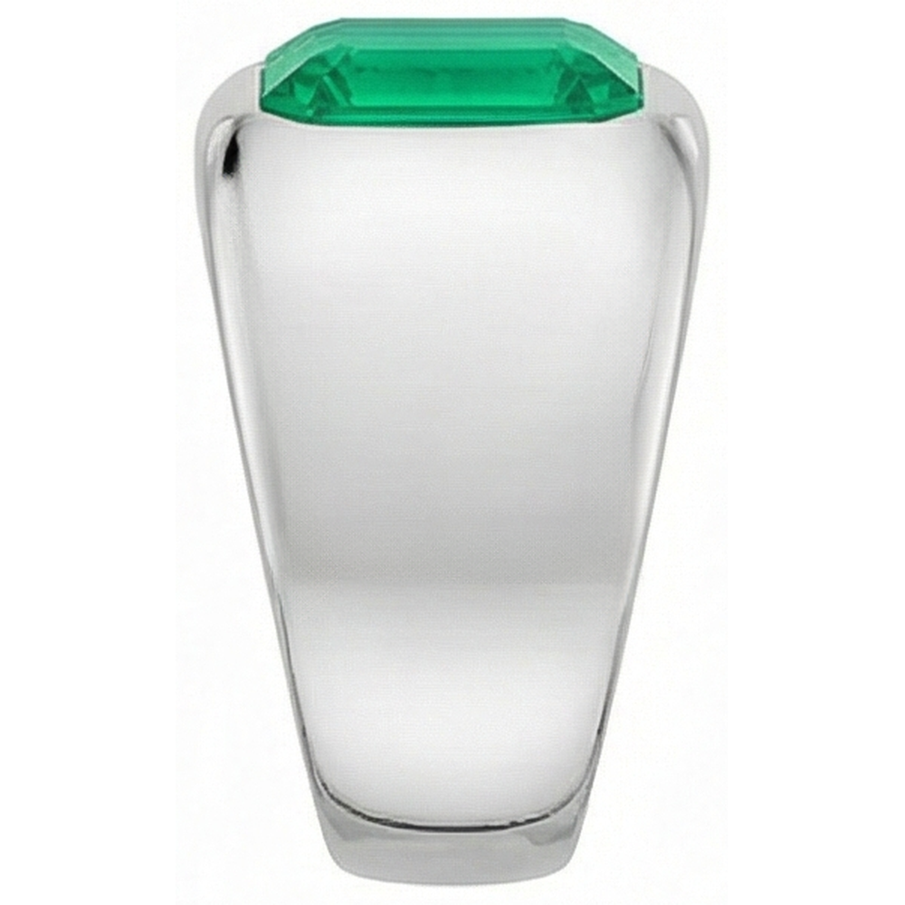 Émeraude Fine Taille Émeraude Bague Pierre de Couleur en Or Blanc 14 Carats – vue arrière