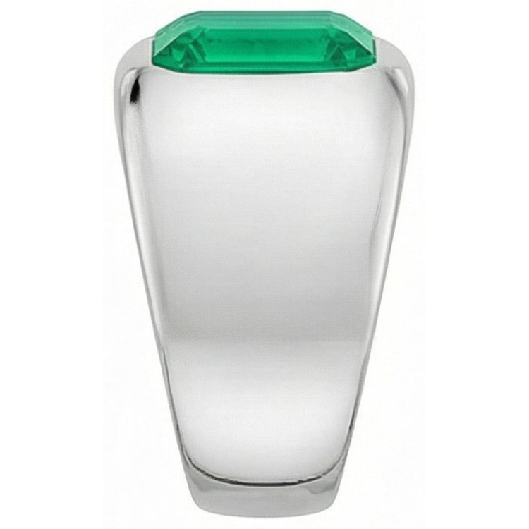 Émeraude Fine Taille Émeraude Bague Pierre de Couleur en Or Blanc 14 Carats – vue arrière