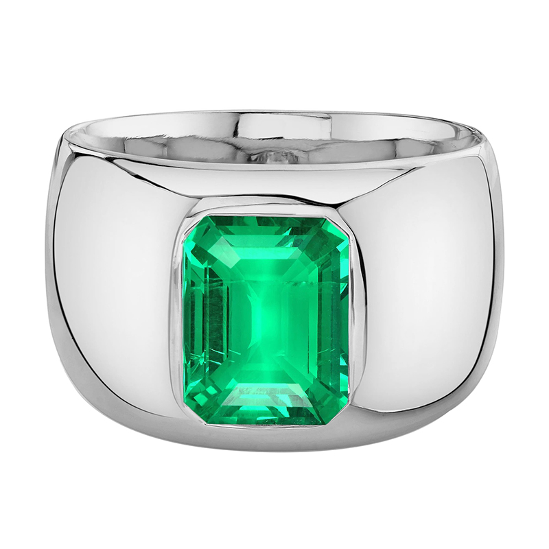 Sur mesure Émeraude Fine Bague Pierre de Couleur 2 carats – vue principale