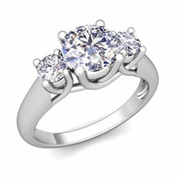 Three Stone 1.75 Carats Réel Diamonds Wedding Ring White Gold 14K New
