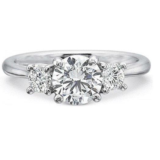 Three Stone 3.25 Carats Round Réel Diamond Wedding Ring White Gold