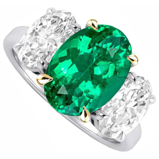 Émeraude Bague Pierre de Couleur – vue de face