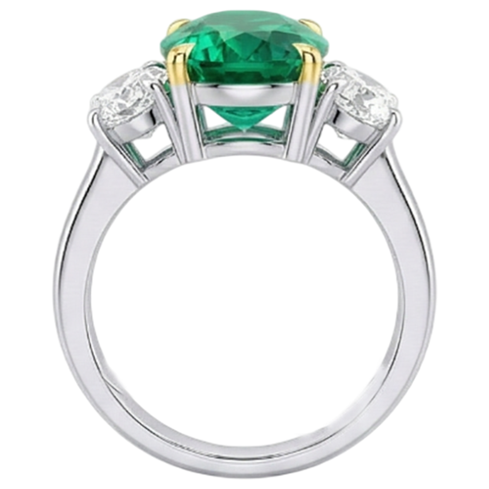 Fin Émeraude Bague Pierre de Couleur 4 carats – vue de profil