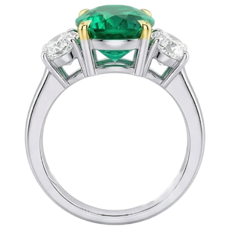 Fin Émeraude Bague Pierre de Couleur 4 carats – vue de profil